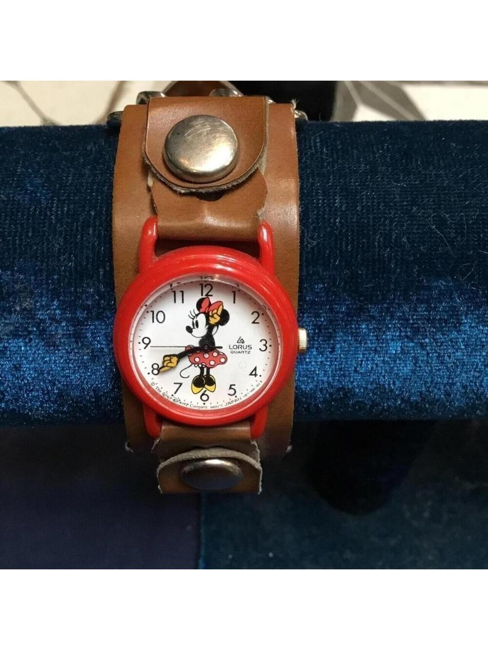 VTG Lorus Minnie Mouse Watch w/ Faux Leather & Chain Band